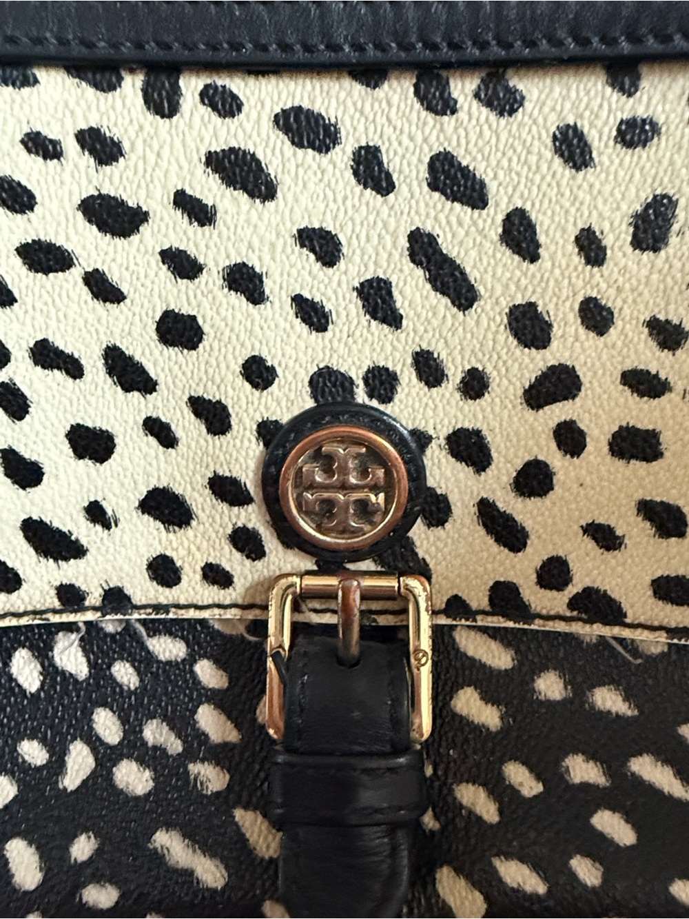 Tory Burch Black and White Spotted Leather Crossbody - Picture 2 of 10